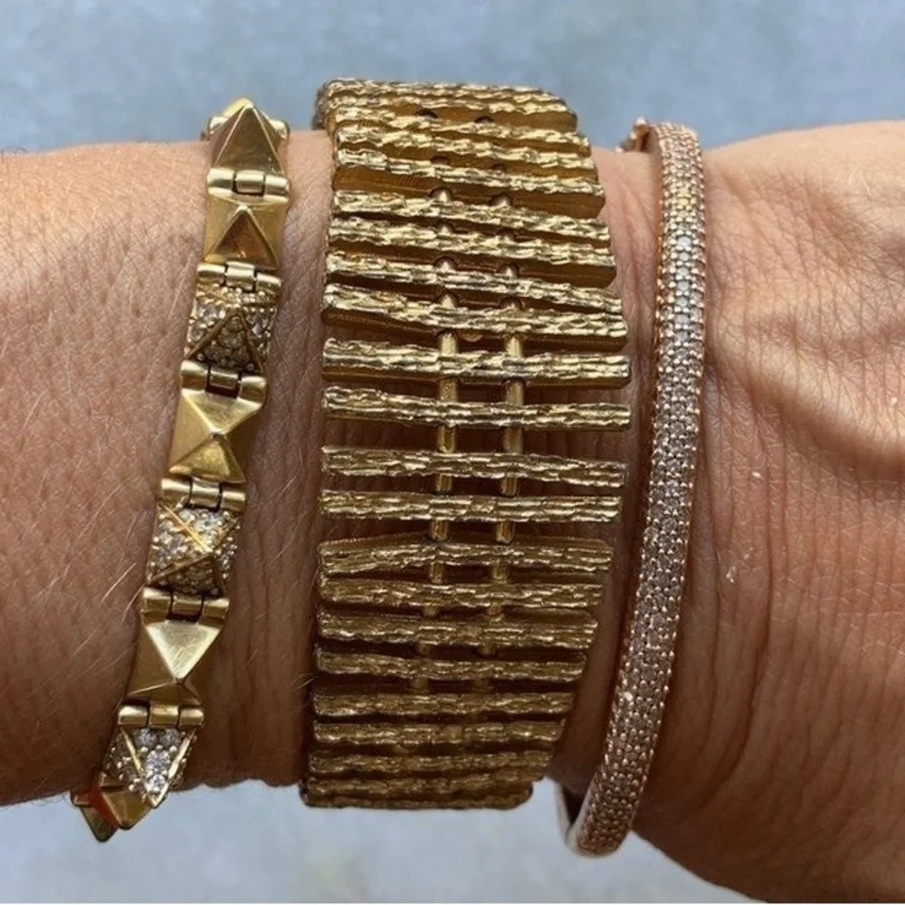 Vintage estate mid-century modern brass cuff bracelet one of a kind unisex